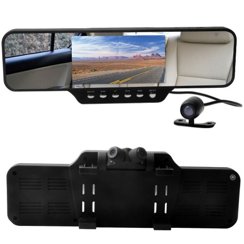 E-PRANCE Car DVR Mirror Rearview Mirror + Dual Swivel Front Cameras+Rear Backup Camera + Ultra Wide Angle 360 Degrees + 4.3″ LCD + HD 1920*720P + G-Sensor