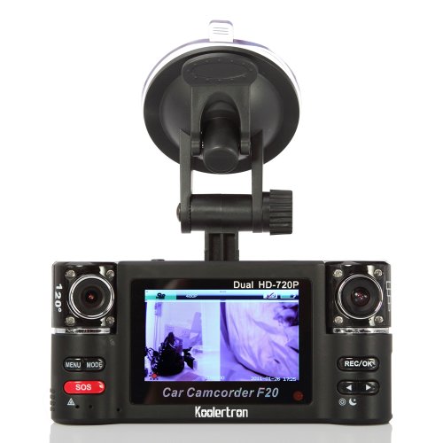 Koolertron HD 720P H.264 Dual Lens 2 Lens Motion Detection IR Nightvision 2.7″ (16:9) TFT LCD Screen F20 Car Vehicle Video Recorder DVR