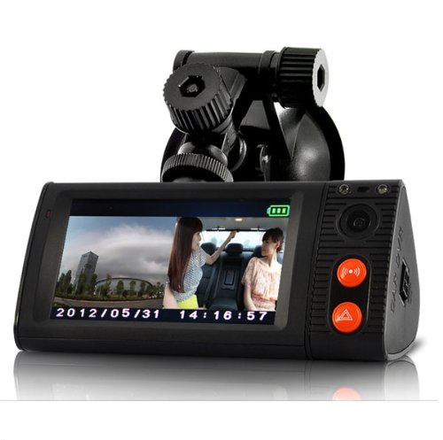 3 inch touchscreen Dual Camera Car Blackbox video recorder DVR with GPS Logger and 3D G-Sensor P7