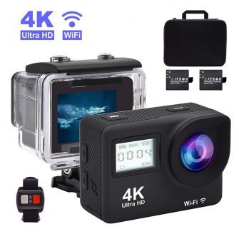 4K Waterproof Sports Action Camera, 2 Rechargeable Battery, Free Travel Bag