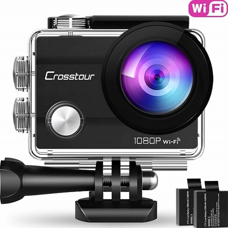 Crosstour CT7000 Underwater Sports Cam 170 Degree Ultra Wide-Angle with Rechargeable Batteries and Mounting Accessories Kit